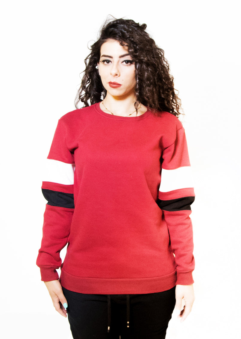 Round Neck Sweatshirt Dark-Red for Her